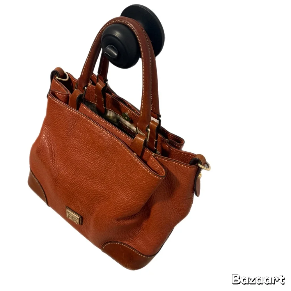 RARE Dooney Bourke Satchel Handbag Pebble Grain Leather Brenna Saddle Purse Bag
